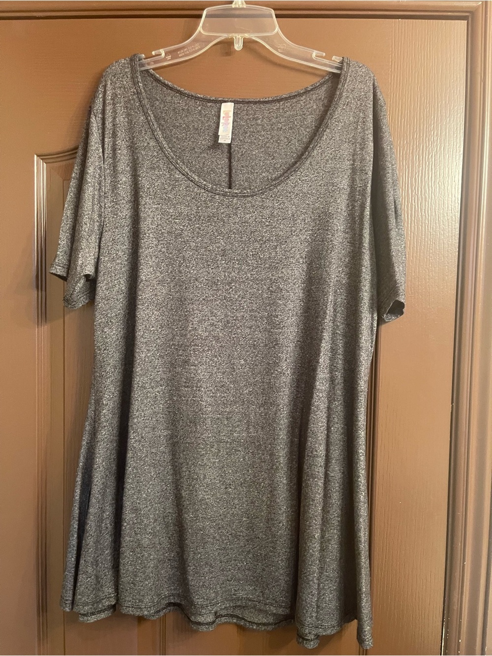 LuLaRoe Short Sleeve Scoop Neck Tunic - Charcoal Gray